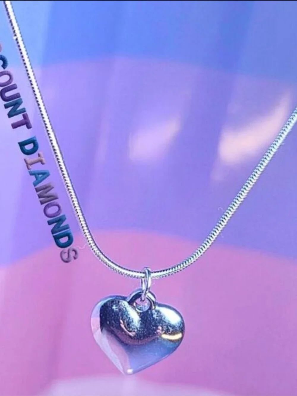 Heart Shaped Pendant Necklace on 925 Stainless Steel